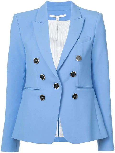 Veronica Beard Colson Peak-lapel Double-breasted Jacket, Blue | ModeSens
