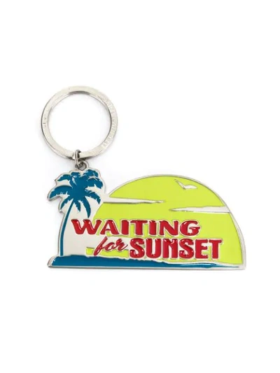 Saint Laurent Multicolor 'waiting For Sunset' Keychain In 8174 Silver/multi