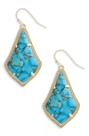 Kendra Scott Alex Drop Earrings In Bronze Veined Turquoise/ Gold