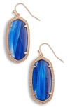 Kendra Scott Elle Drop Earrings In Navy Dusted Glass/ Rose Gold