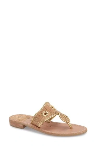 Jack Rogers Whipstitched Flip Flop In Gold Leather
