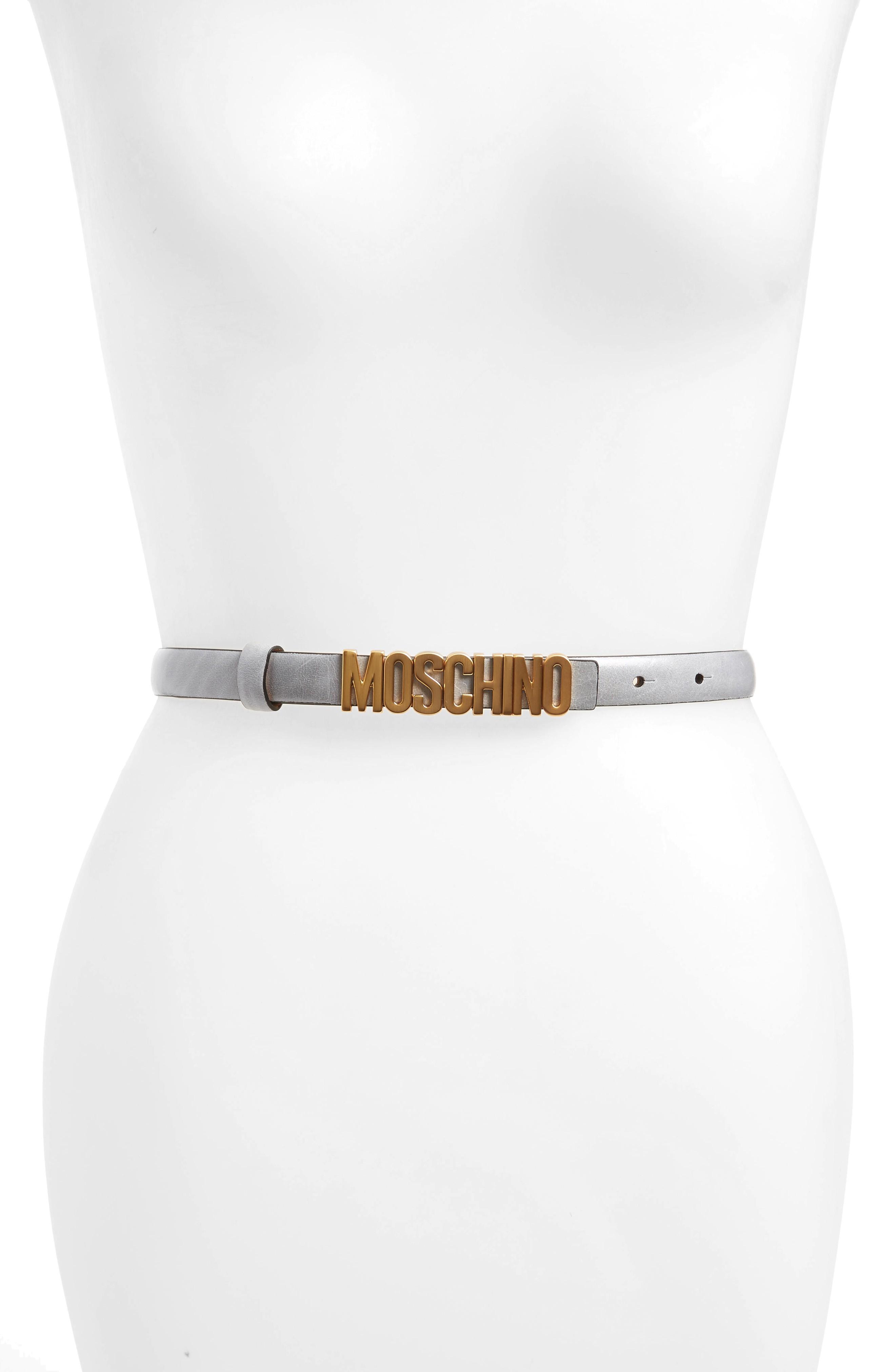 moschino skinny logo belt