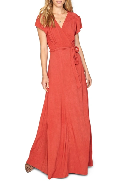 Amuse Society Beachscape Maxi Wrap Dress In Salsa Red