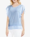 Vince Camuto Contrast Flutter-sleeve Top In Light Chambray Heather