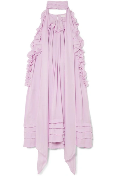Chloé Ruffled Silk-charmeuse Mini Dress In Baby Pink