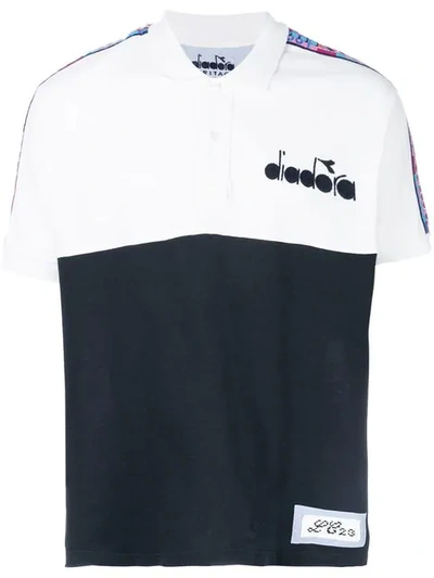 Diadora Lc23 Color Block Twill Polo Shirt In White