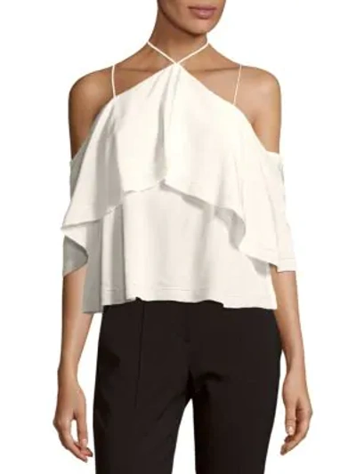 Cosette Cropped Silk Blouse In White