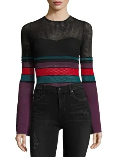 Ronny Kobo Multicolored Mesh Bodysuit