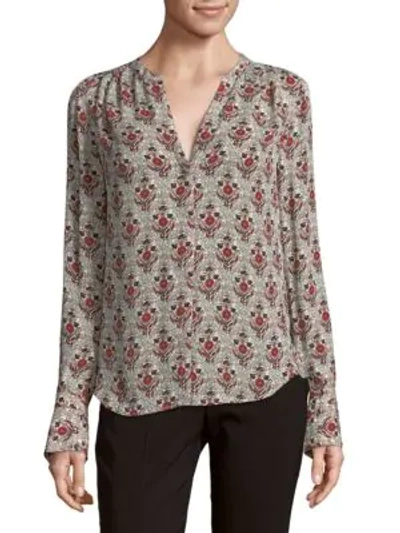 Joie Printed Silk Blouse In Porcelain