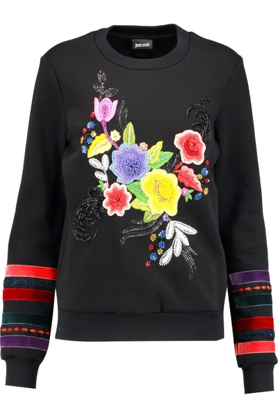 Just Cavalli Embroidered Cotton-blend Sweatshirt | ModeSens
