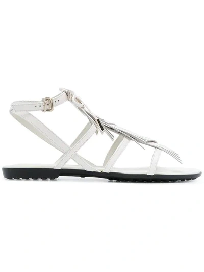 Tod's Multi Strap White Leather Sandals In White