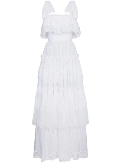 Dolce & Gabbana Cotton-mousseline Lace-trimmed Gown In White