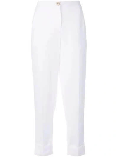 Ferragamo Salvatore  Cropped Tailored Trousers - White