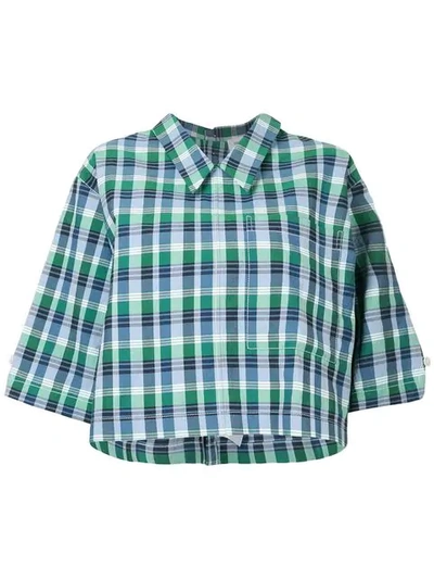 Thom Browne Button Back Polo Shirt In Small Madras Check - Blue