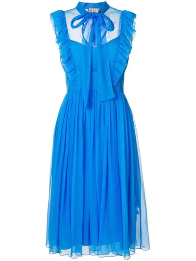 N°21 Nº21 Pussybow Ruffle Dress - Blue