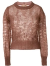 N°21 Crewneck Long-sleeve Open-knit Sweater In Bois De Rose