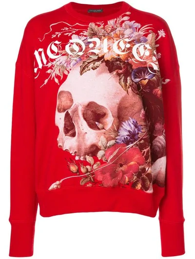 Alexander Mcqueen Oversized Dutch Master Cotton Sweatshirt In Red