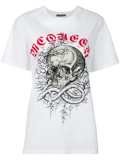 Alexander Mcqueen Oversized Jungle Skull Jersey T-shirt In White