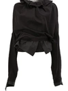 Aganovich Ruffle Neck Sweatshirt In Black