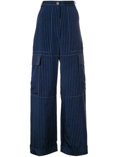 Sonia By Sonia Rykiel Pinstripe Cargo Trousers In Blue