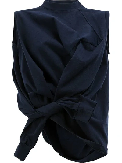 Aganovich Knotted Sleeve Sweatshirt In Blue