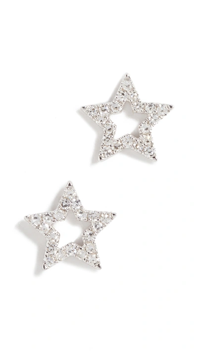 Ef Collection 14k Gold Diamond Open Star Stud Earrings In White Gold
