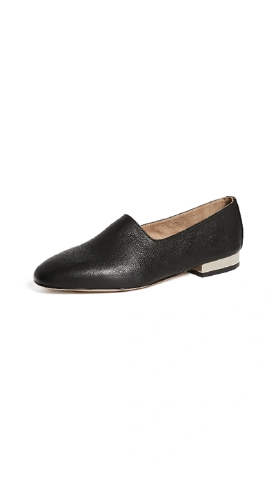 Paul Andrew Ive Pebbled Flat Loafer In Black