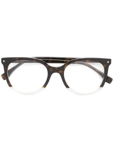 Fendi Eyewear Round Frame Glasses - Brown