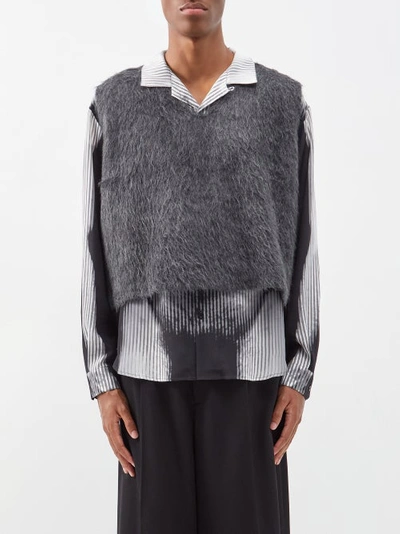 Our Legacy Double Lock Brushed-knit Sweater Vest In Gray