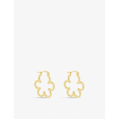 Anna + Nina Wavy 14ct Gold-plated Sterling-silver Hoop Earrings In Goldplated