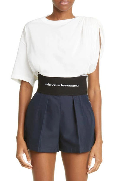 Alexander Wang Short Sleeve Draped Cotton T-shirt In White