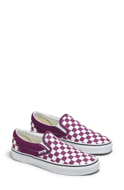 Vans Classic Slip-on Checkerboard Sneakers In Purple Grape