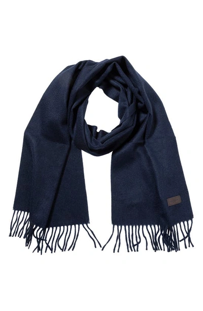 Hickey Freeman Cashmere Fringe Scarf In Navy