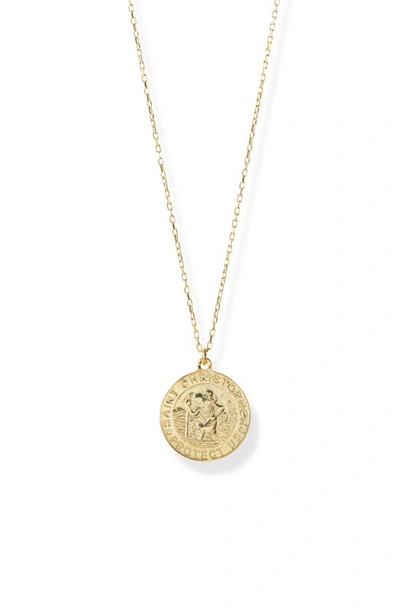 Argento Vivo Sterling Silver Saint Christopher Pendant Necklace In Gold