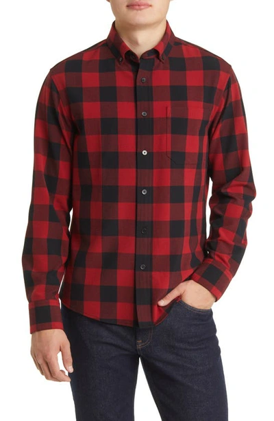 Mizzen + Main City Trim Fit Buffalo Check Stretch Flannel Button-down Shirt In Red And Black Buffalo