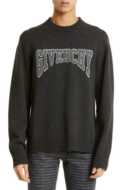 Givenchy Embroidered Logo Wool & Cashmere Sweater In Black