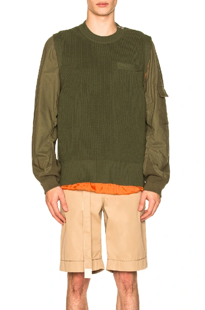 Sacai Contrasting Underlayer Jumper In Green