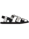 Prada Fisherman Studded Cage Sandals In Black