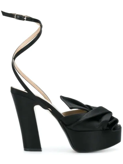 N°21 Nº21 Abstract Bow Ankle Strap Sandals - Black