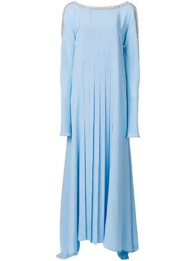 Versace Crystal Trim Pleated Maxi Dress