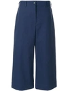 Kenzo Wide Cotton Culotte Pants In Navy Blue