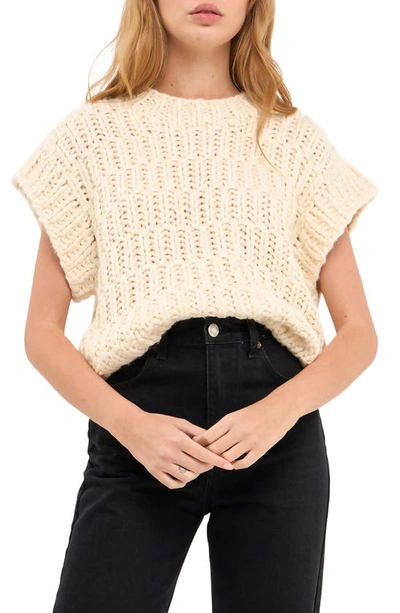 English Factory Chunky Cap Sleeve Sweater In White