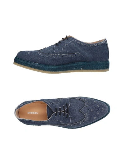 Diesel Laced Shoes In Slate Blue