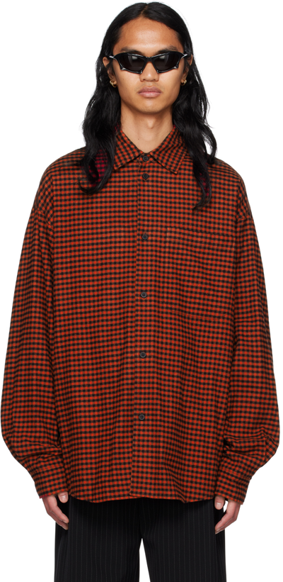 Balenciaga Man Reversible Shirt In Red Check Flannel In 6400 Red