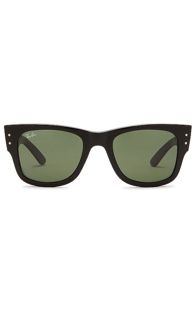 Ray Ban Mega Wayfarer Sunglasses Black Frame Green Lenses 52-21