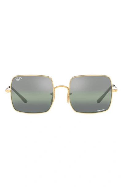 Ray Ban Square 1971 Chromance Sunglasses Gold Frame Green Lenses Polarized 54-19 In Gold Flash