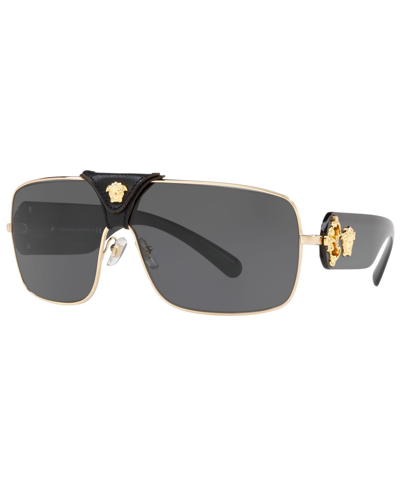 Versace Ve2207q Aviator-frame Glass And Metal Sunglasses In Gold,grey