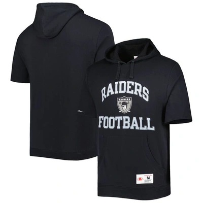 Mitchell & Ness Men's  Black Las Vegas Raiders Washed Short Sleeve Pullover Hoodie