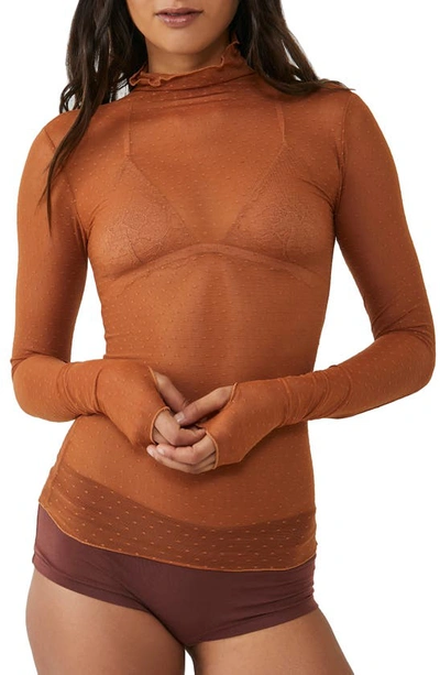 Free People On The Dot Layering Top In Burnt Orange