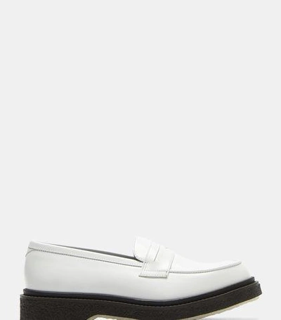 Adieu Type 5 Crepe Sole Penny Loafers In White